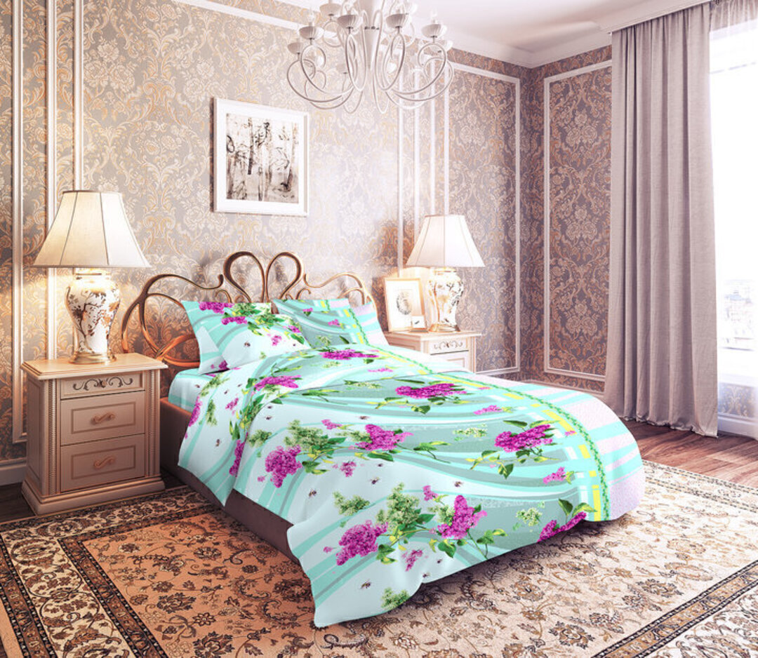 Простыня 1,5сп бязь 125 (150*210) Реноме <3675-3 Сирень> (арт.35/103)
