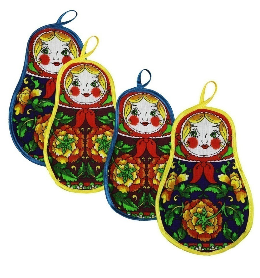 Прихватки Матрешки упак 10шт. (арт.1605,2107)