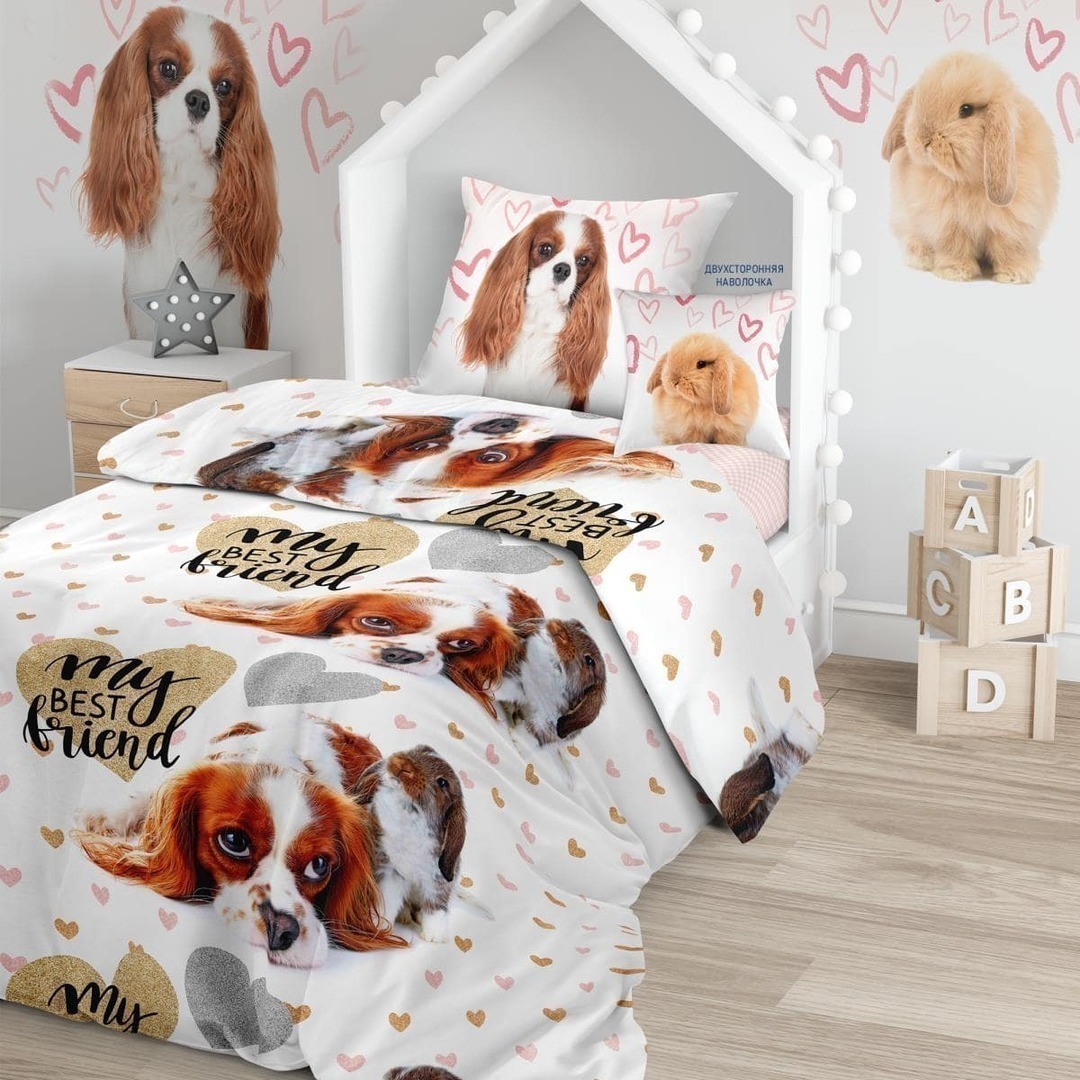 КПБ детский 1,5сп поплин Juno <704648 Puppy and Bunny>