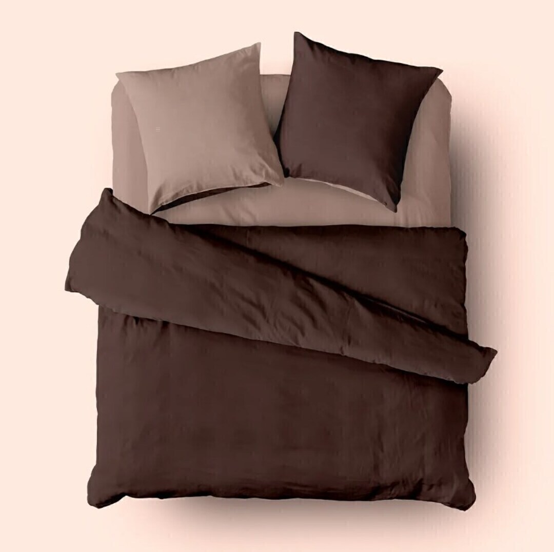 КПБ семейный перкаль нав 50*70 Унисон <86402-11/86028-11 Cappuccino  Unicolor>