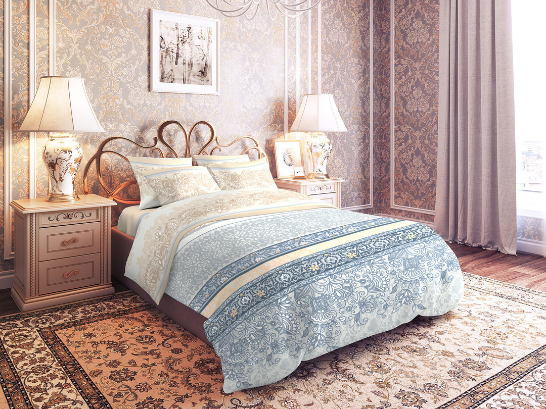 Простыня 2сп бязь 125 (180*210) Реноме <5229-1 Кружевное настроение> (арт.35/105)
