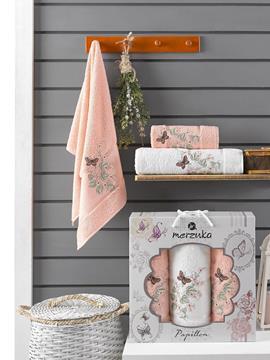 Набор полотенец махровых Papillon Merzuka<3 предмета 50*90-2шт+70*140, оранжевый> (арт.10169,10170)