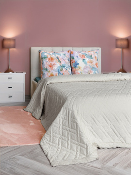 Покрывало стеганое велюровое ADRIA Decor Magic, MONO, LINEN<MONO, 135*230, односпальное, LINEN>